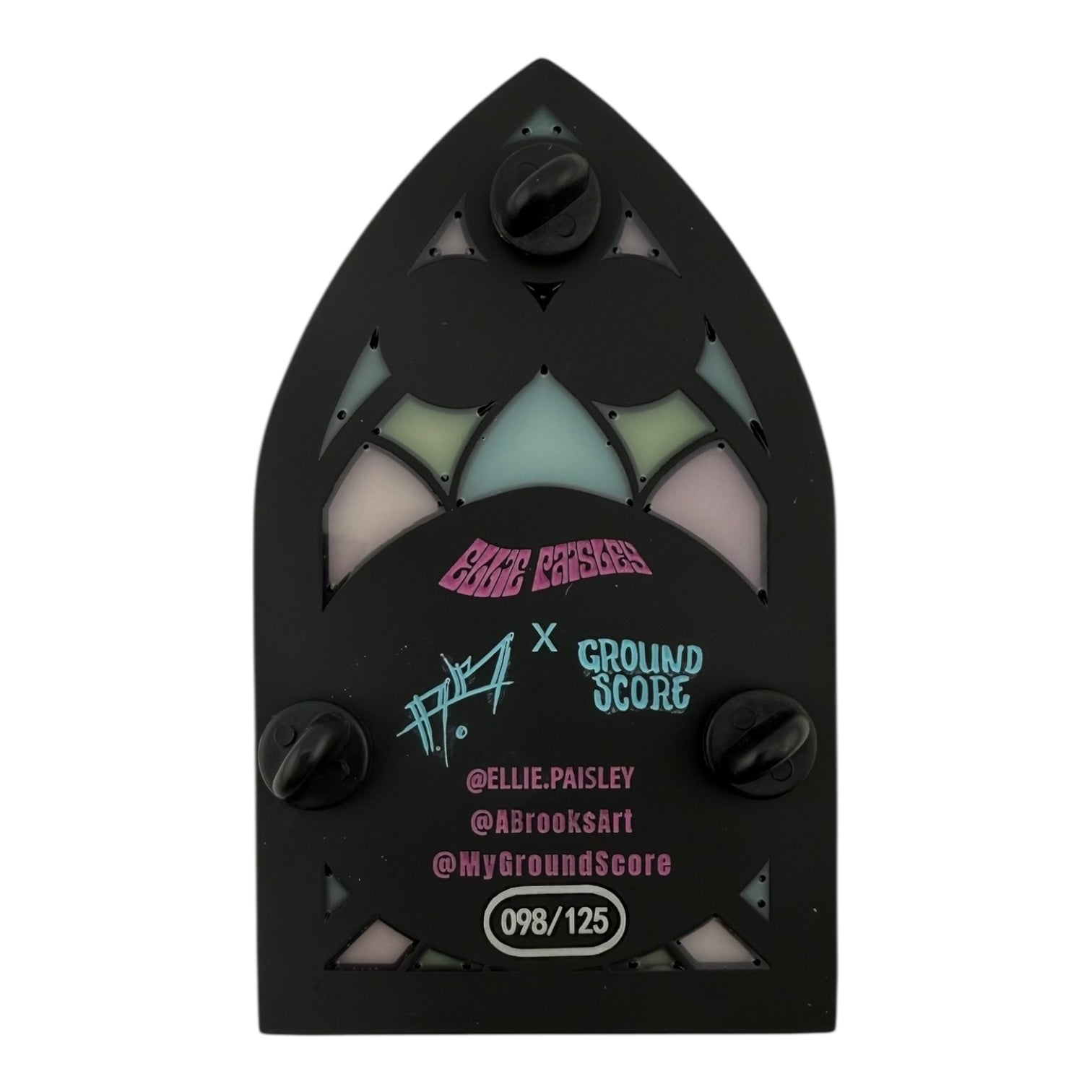 Ellie Paisley x Aaron Brooks x Groundscore
Cathedral Pin, 2025
2.5 x 4 in
Edition of 125