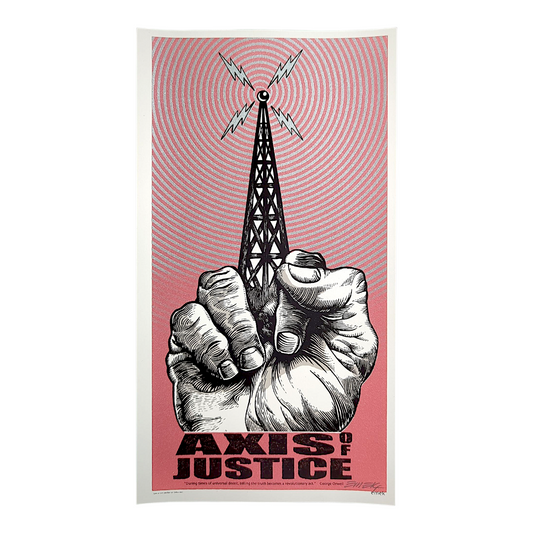 Emek 
Axis of Justice
Silkscreen Print on Archival Paper with Straight Cut Edges 
4.75 x 11.75 in 

Hand signed by the artist
