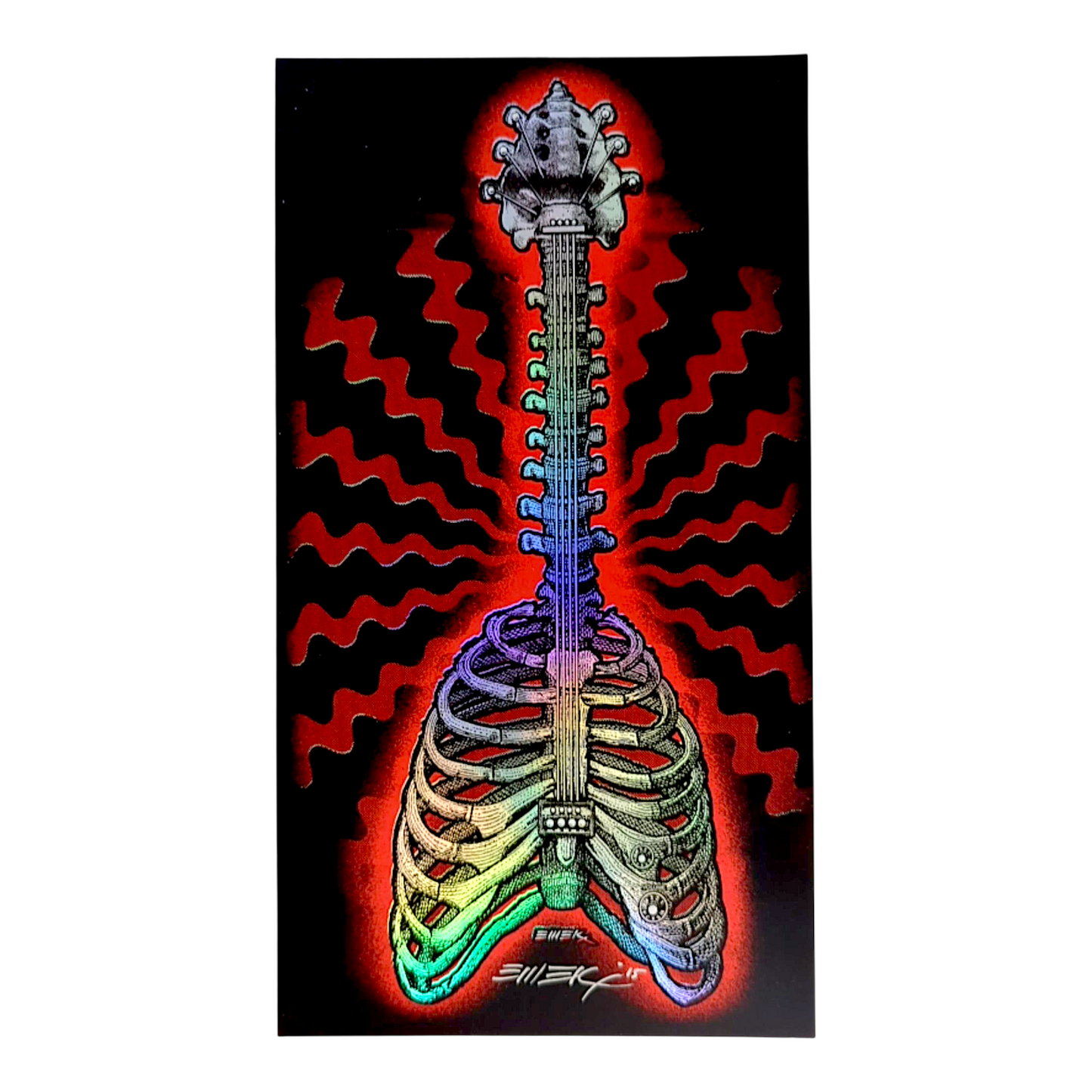 Emek 
Bone Guitar, 2015
Gicleé Print on Foil Paper with Straight Cut Edges 
5.25 x 9.5 in 

Hand signed + dated by the artist. 