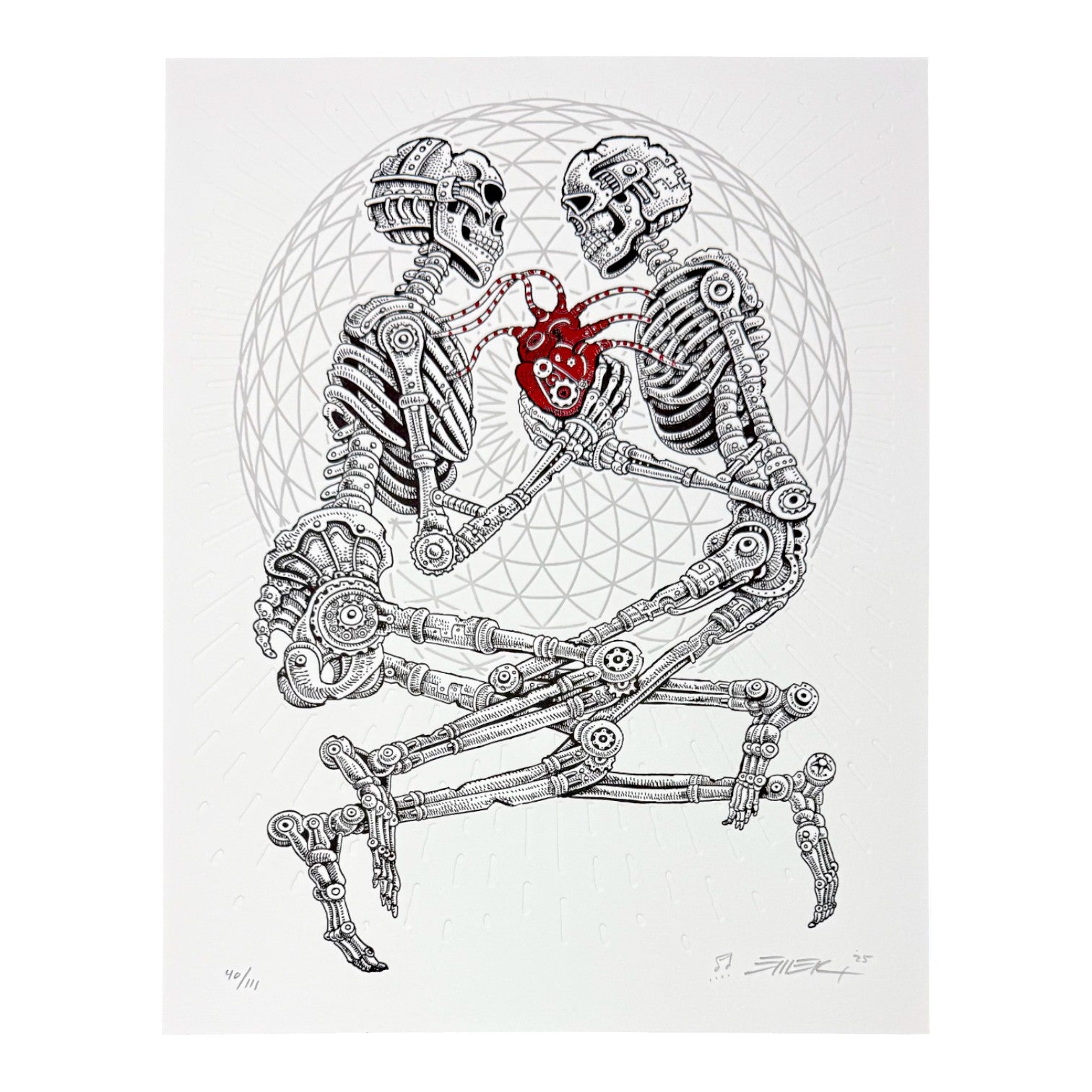 Emek "Embrace" (White) Fine Art Letter Press Print