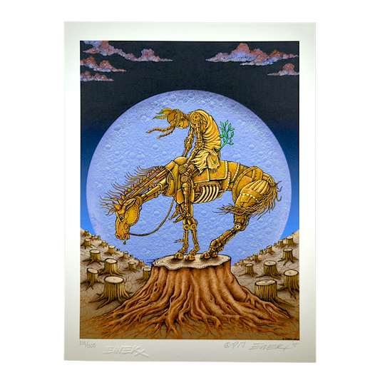 Emek
End of the Trail, 2015
Gicleé Print on Archival Paper with Straight Cut Edges
8 x 10 in
Edition of 500

Hand Signed, Numbered + Dated by the artist. Featuring doodle and embossed signature.