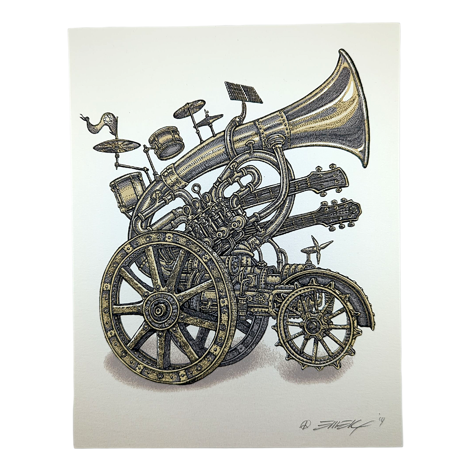 Emek 
Instrument Cannon (Pearl), 2014 
Screen Print on Archival Paper with Straight Cut Edges 
7 x 9 in 

Hand signed, dated + doodled by the artist 