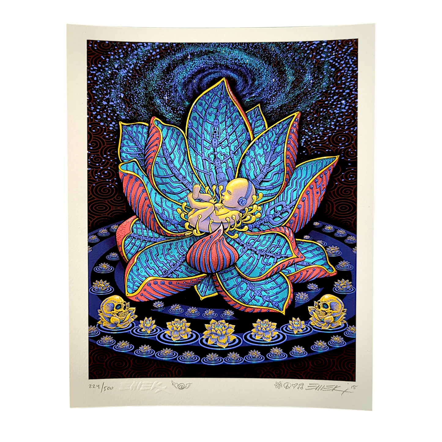 Emek
Lotus Baby, 2015
Gicleé Print on Archival Paper with Straight Cut Edges
8 x 10 in
Edition of 500

Hand Signed, Numbered + Dated by the artist. Featuring doodle and embossed signature.