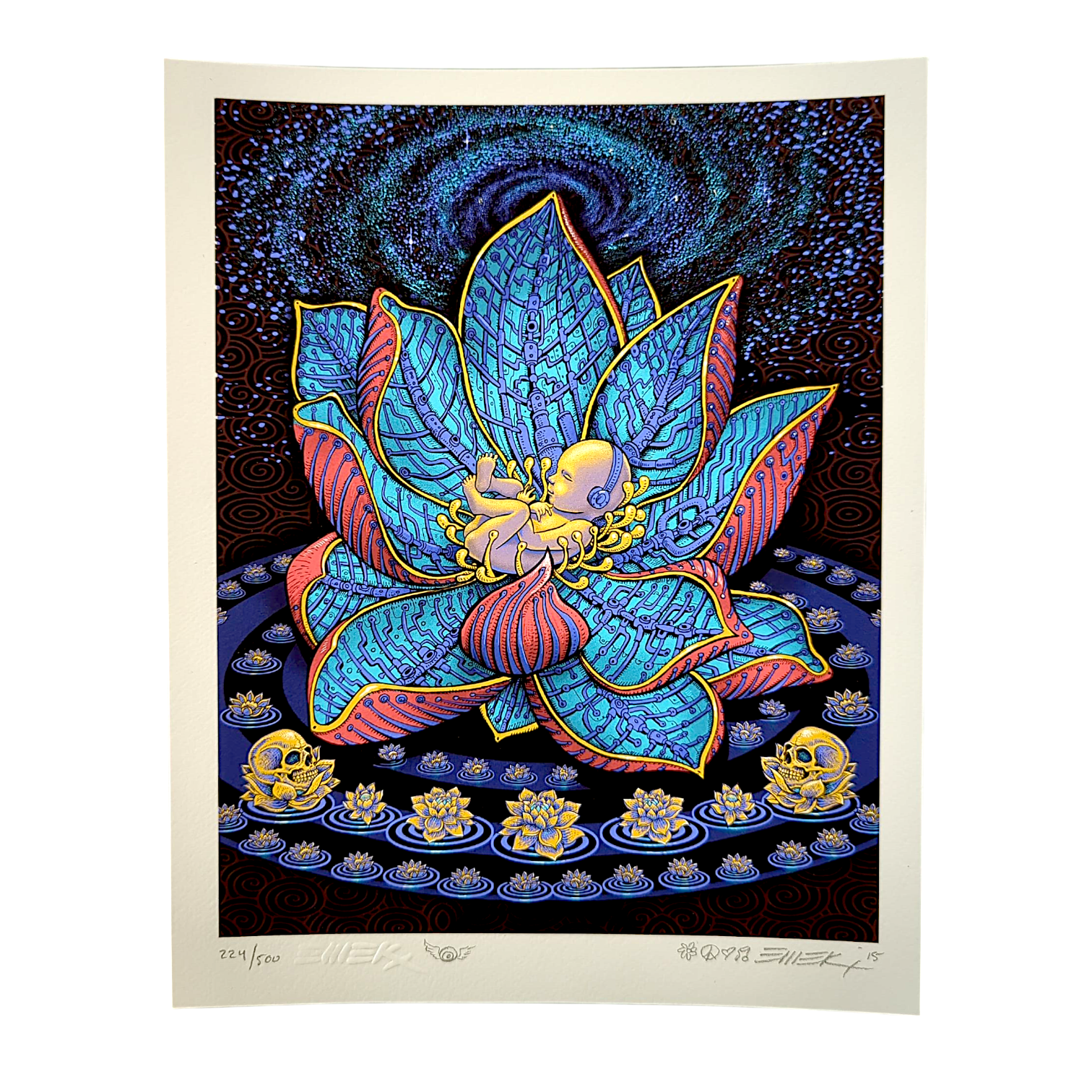 Emek
Lotus Baby, 2015
Gicleé Print on Archival Paper with Straight Cut Edges
8 x 10 in
Edition of 500

Hand Signed, Numbered + Dated by the artist. Featuring doodle and embossed signature.