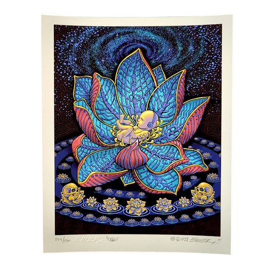 Emek
Lotus Baby, 2015
Gicleé Print on Archival Paper with Straight Cut Edges
8 x 10 in
Edition of 500

Hand Signed, Numbered + Dated by the artist. Featuring doodle and embossed signature.