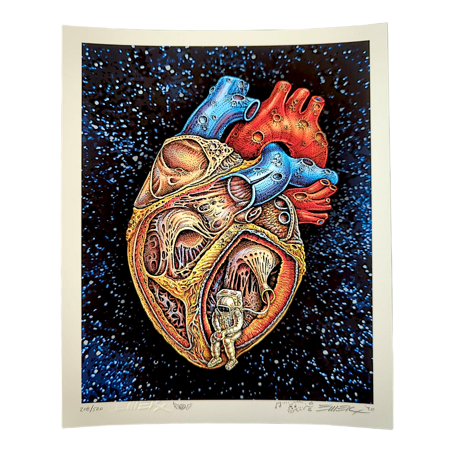 Emek
Space Heart, 2020
Gicleé Print on Archival Paper with Straight Cut Edges
8 x 10 in
Edition of 500

Hand Signed, Numbered + Dated by the artist. Featuring doodle and embossed signature.