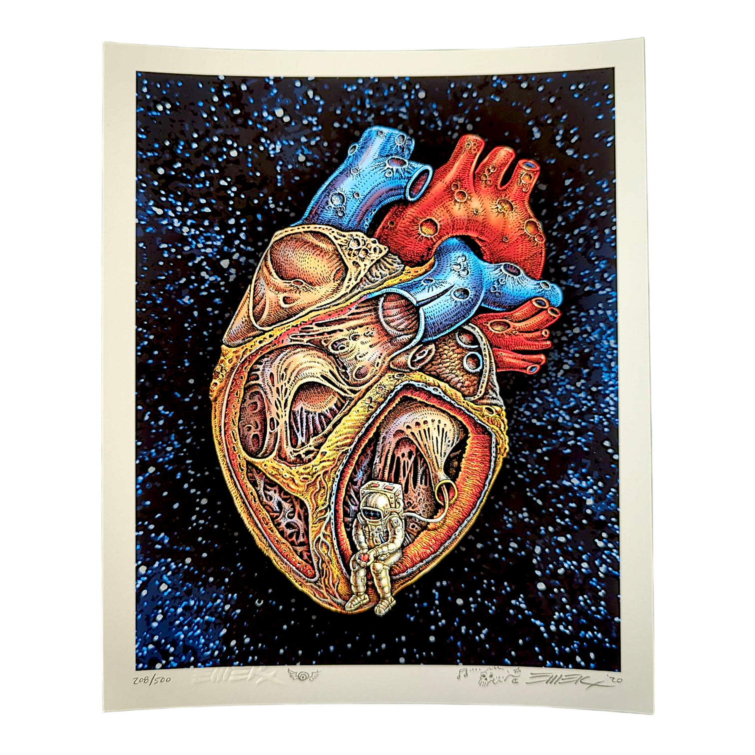 Emek
Space Heart, 2020
Gicleé Print on Archival Paper with Straight Cut Edges
8 x 10 in
Edition of 500

Hand Signed, Numbered + Dated by the artist. Featuring doodle and embossed signature.