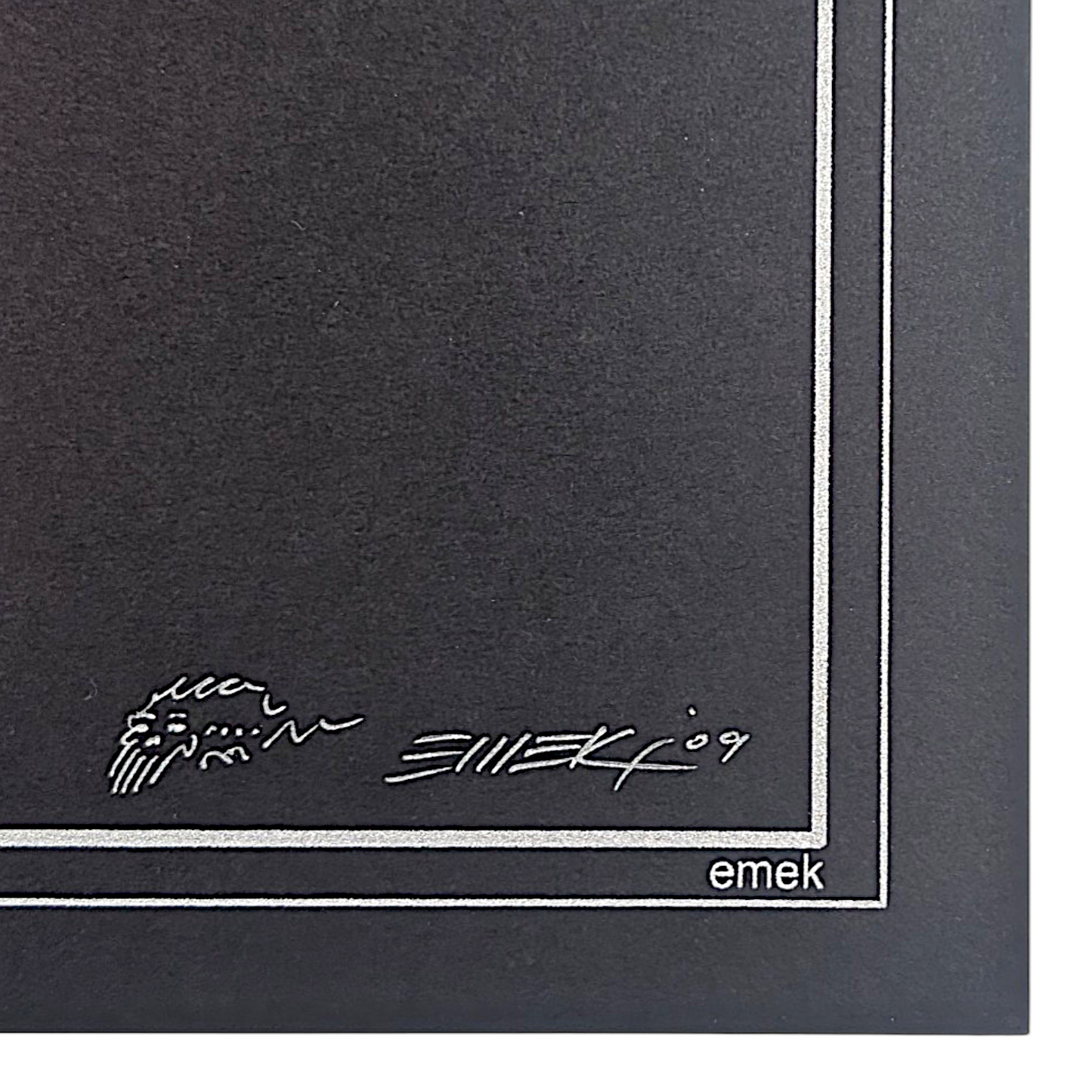 Emek
The Dead On the Road 2009 Tour
Laser cut screen print over foil paper
17 x 24 in
Edition of 200

Hand signed, numbered, dated + doodled by the artist

*Very minor imperfection (top right corner) - Please contact us if you would like a condition report + additional photos / videos