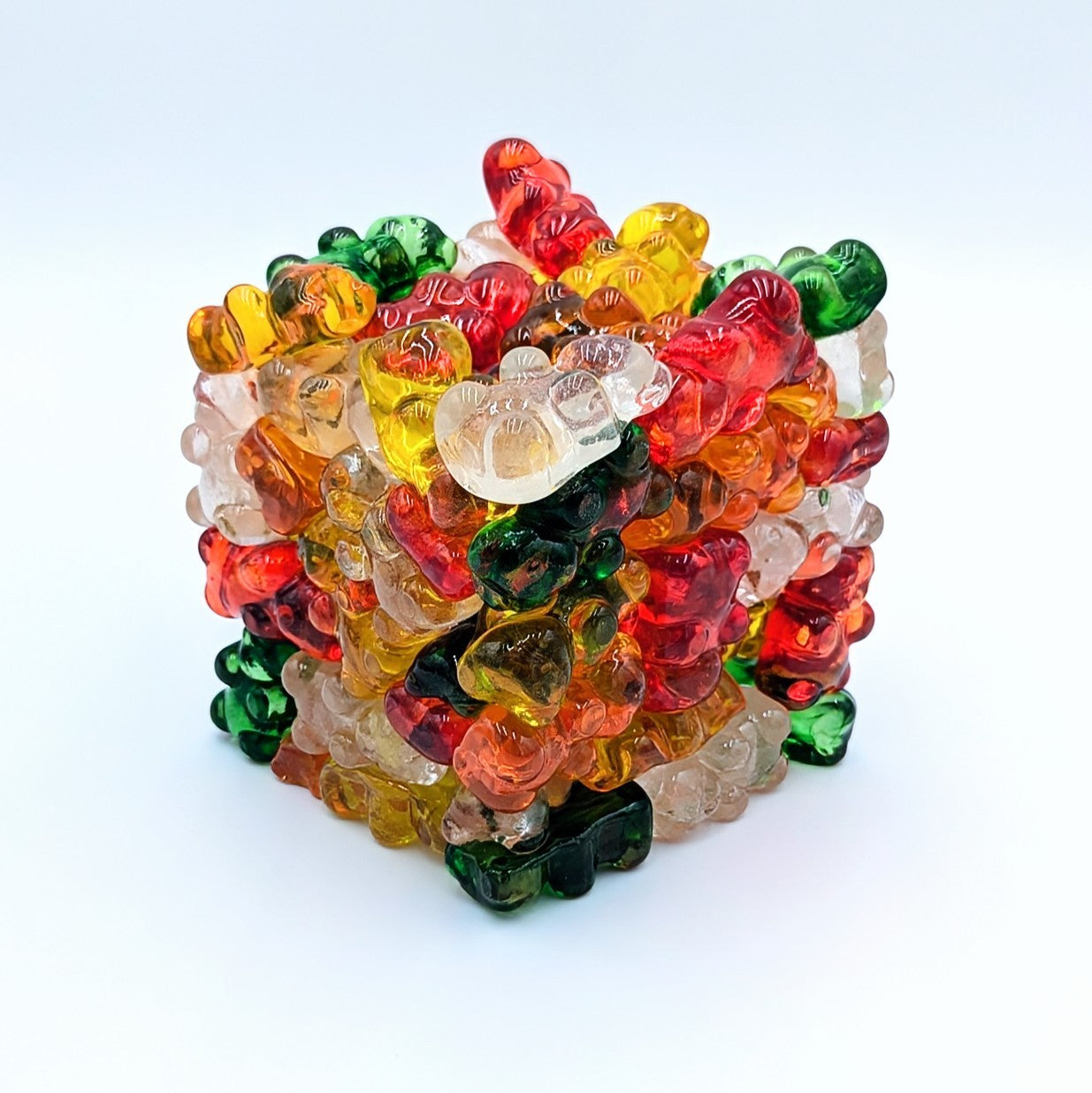 Eriko Kobayashi
Gummy Bear Cube, 2024
Glass Sculpture
Approx. 5 x 5 x 5.5 in

From Eriko Kobayashi's Hyperrealistic Glass Food Series