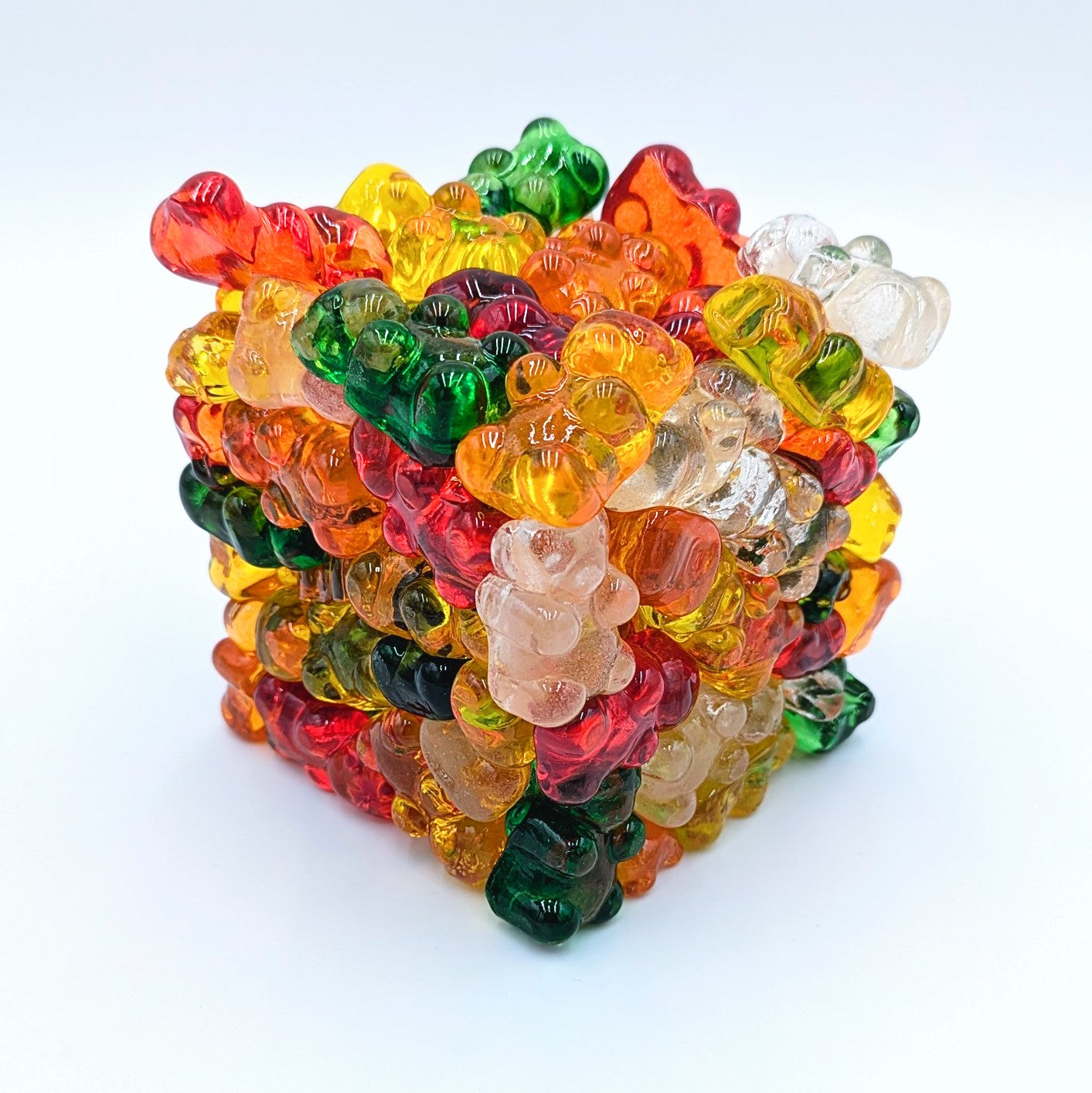 Eriko Kobayashi
Gummy Bear Cube, 2024
Glass Sculpture
Approx. 5 x 5 x 5.5 in

From Eriko Kobayashi's Hyperrealistic Glass Food Series