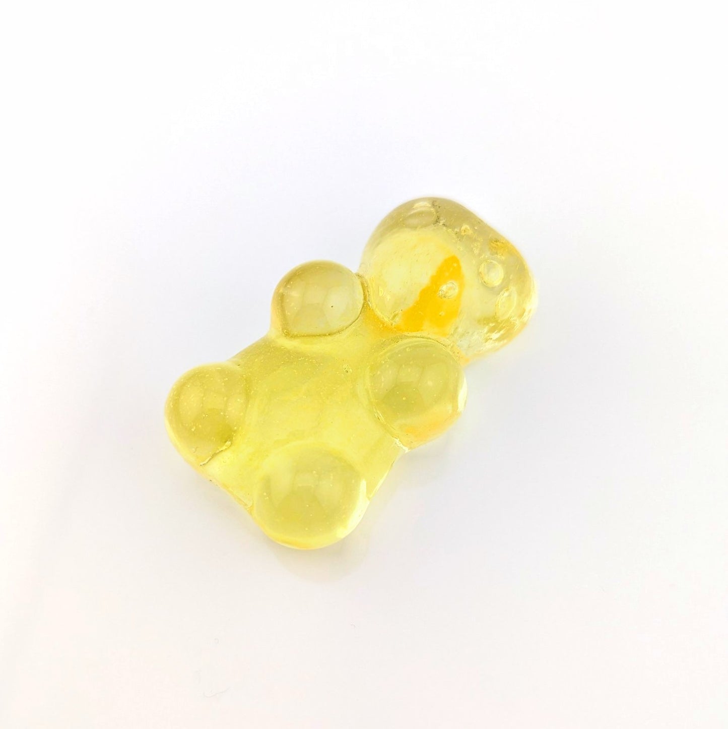 Eriko Kobayashi
Gummy Bear (Yellow), 2024
Glass Sculpture
Approx. 27 x 47 x 16 mm

From Eriko Kobayashi's Hyperrealistic Glass Food Series