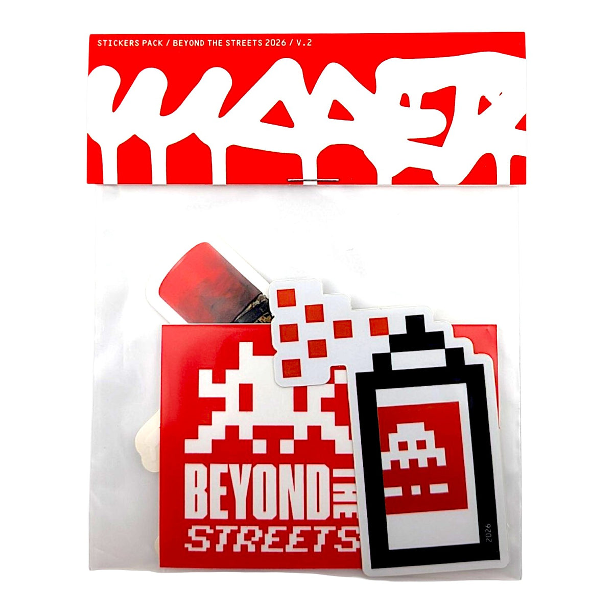 Invader
Beyond The Streets Paris V2, 2026
Pack of 12 vinyl stickers
Dimensons vary