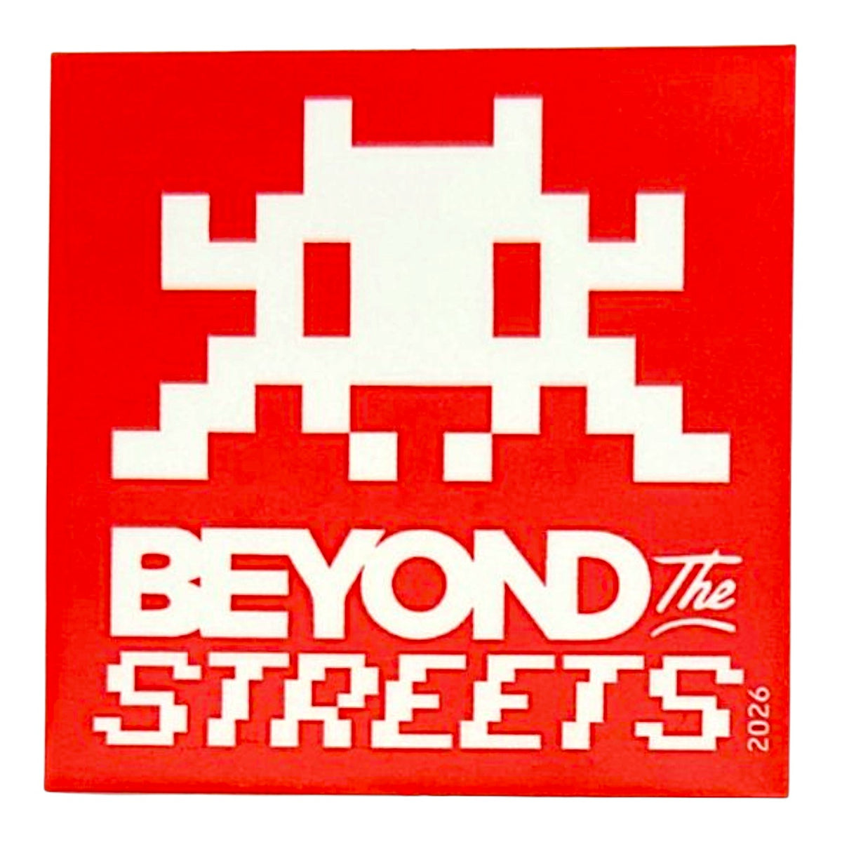 Invader
Beyond The Streets Paris V2, 2026
Pack of 12 vinyl stickers
Dimensons vary