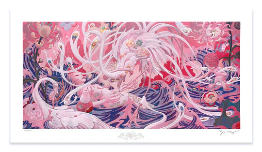 James Jean
Adrift III, 2024
Archival Print on Cotton Rag Paper
Print: 39 x 21-1/2 in | Image: 35 x 17-5/16 in
Edition of 1251

Hand Signed + Numbered by the artist