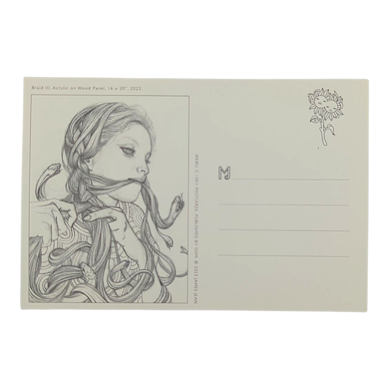 James Jean “Braid III” Postcard

Offset lithograph on postcard
4 x 6 in
Features a reproduction of James Jean’s "Braid III" (2023)