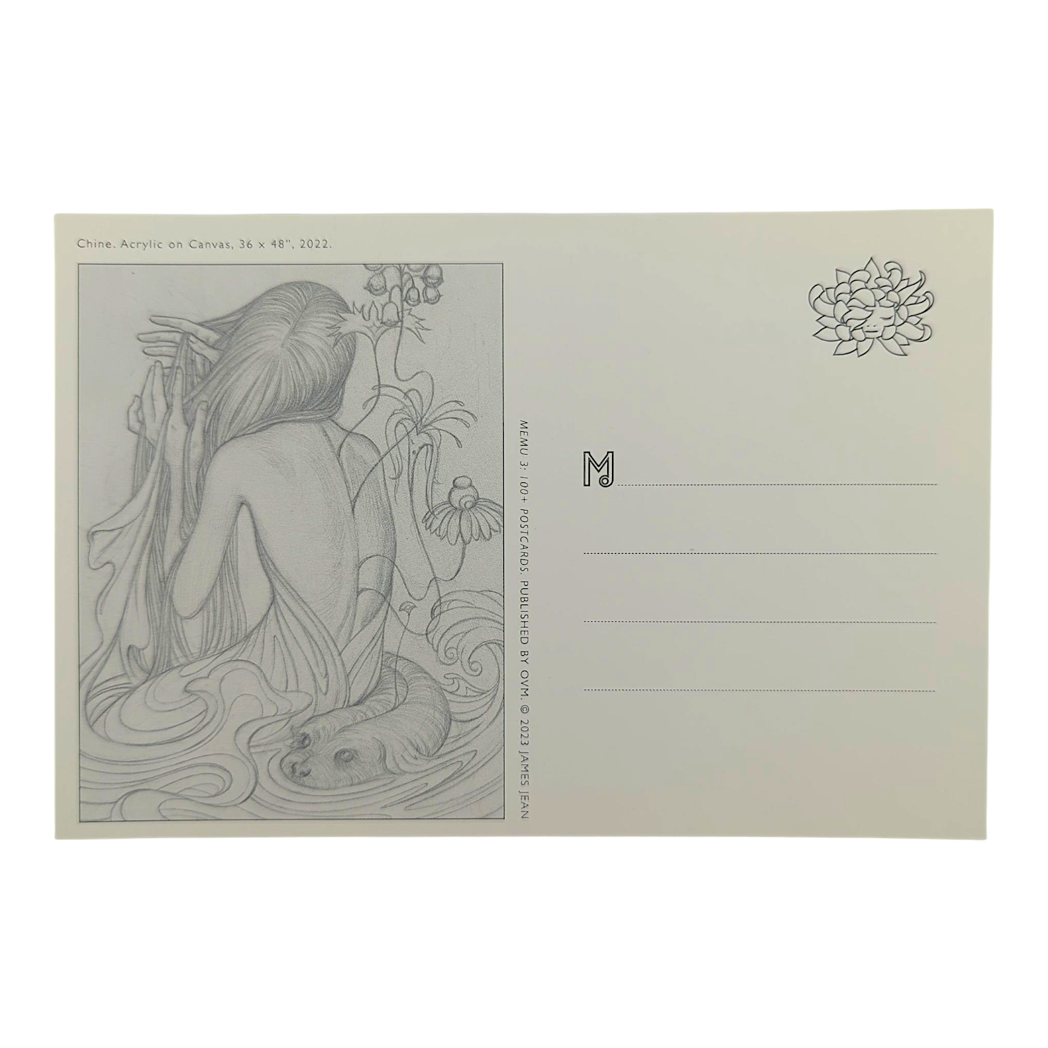 James Jean "Chine" Postcard 

Offset lithograph on postcard 
4 x 6 in 
Features a reproduction of James Jean’s "Chine" (2022) 