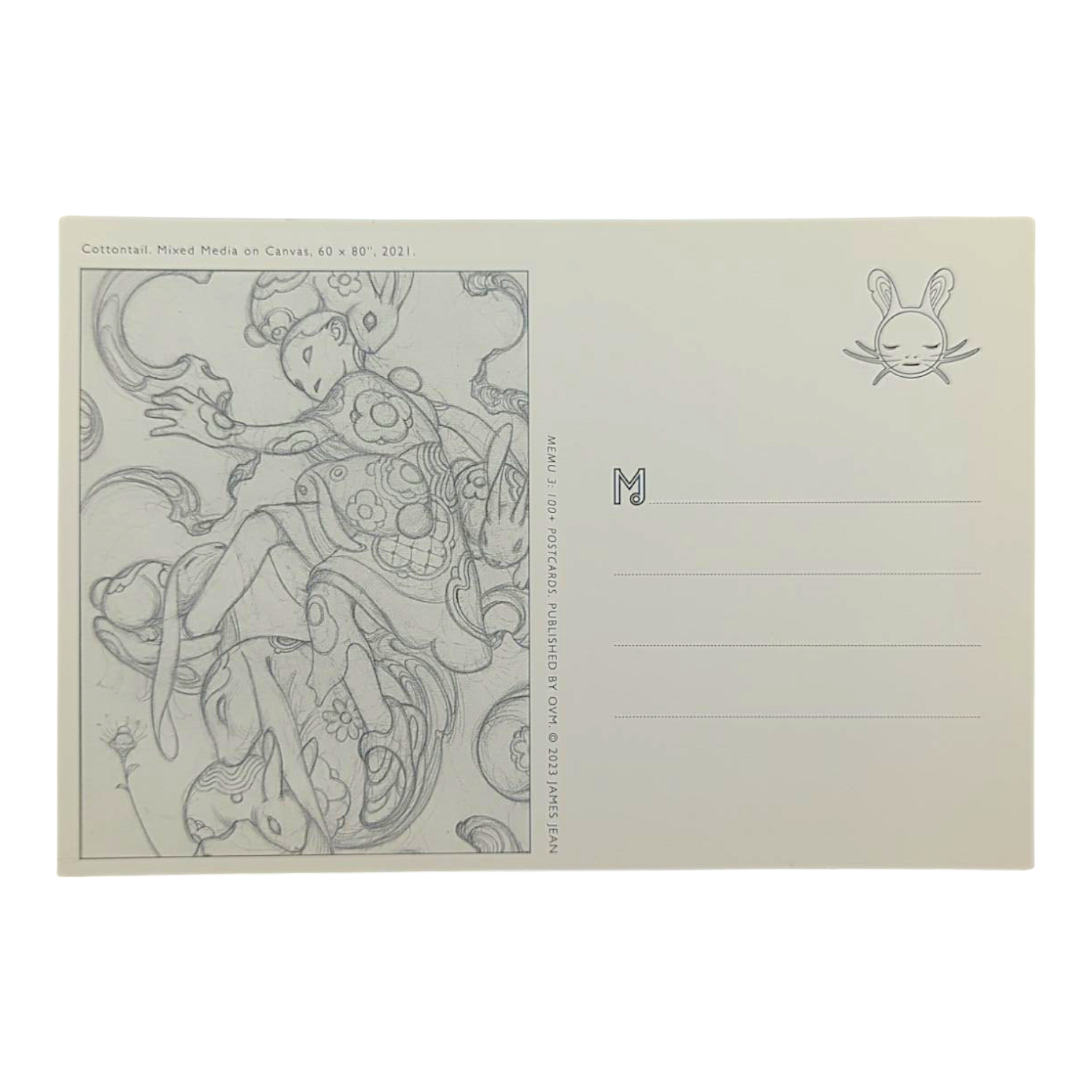 James Jean “Cottontail” Postcard

Offset lithograph on postcard
4 x 6 in
Features a reproduction of James Jean’s "Cottontail" (2021)