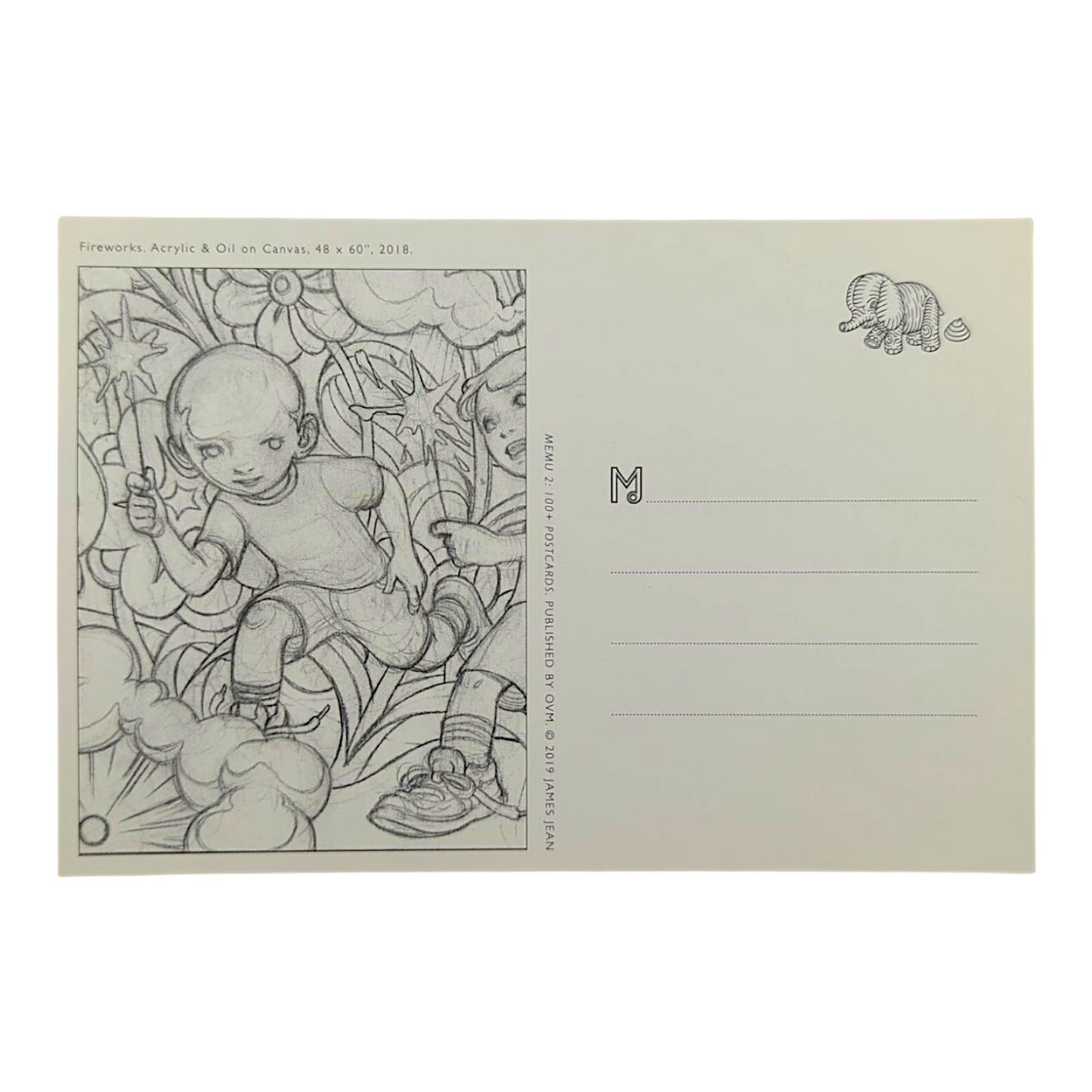 James Jean “Fireworks” Postcard

Offset lithograph on postcard
4 x 6 in
Features a reproduction of James Jean’s "Fireworks" (2018)