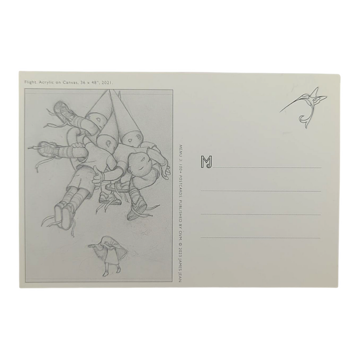 James Jean “Flight” Postcard

Offset lithograph on postcard
4 x 6 in
Features a reproduction of James Jean’s "Flight" (2021)