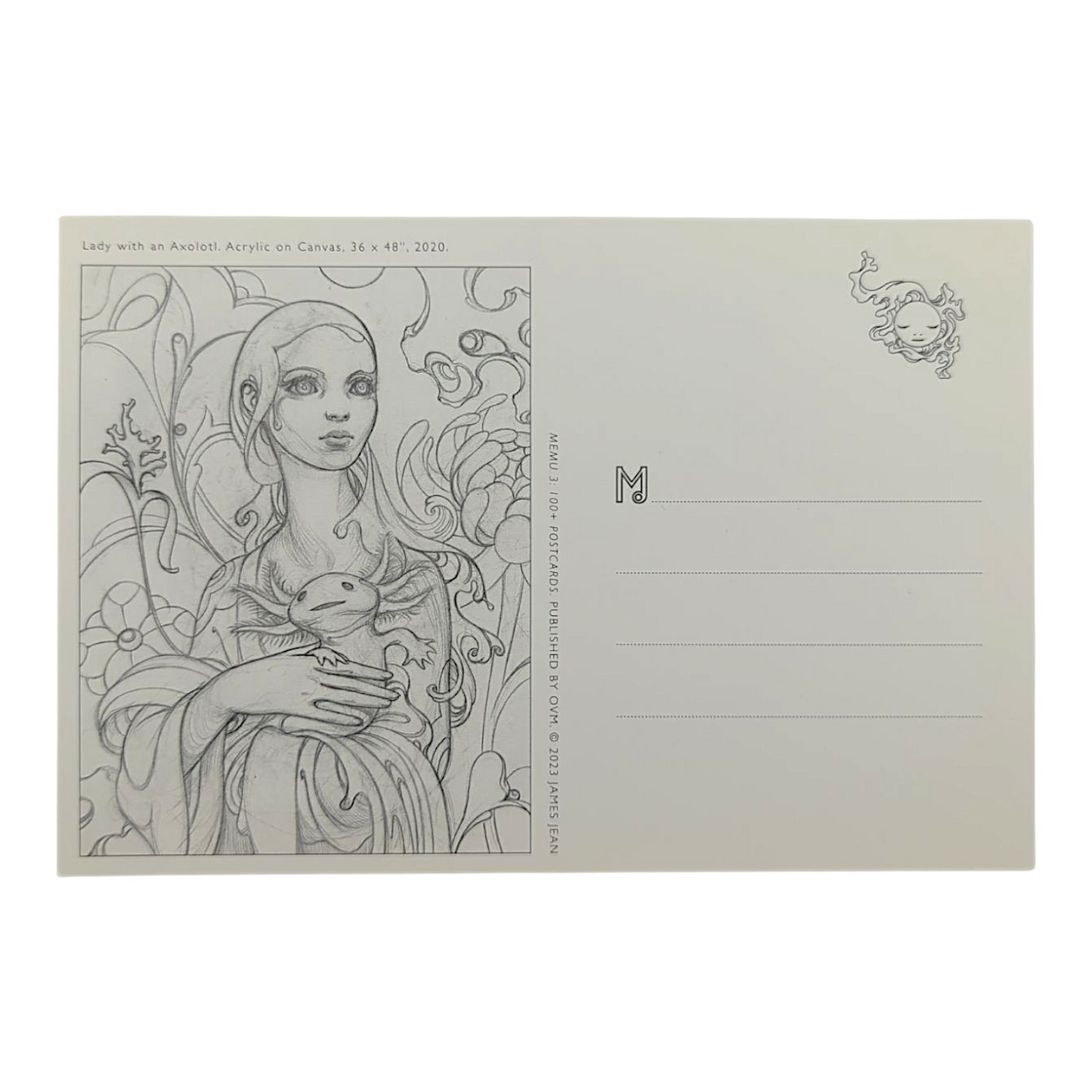 James Jean “Lady with an Axolotl” Postcard

Offset lithograph on postcard
4 x 6 in
Features a reproduction of James Jean’s "Lady with an Axolotl" (2020)