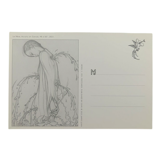 James Jean “Le Rêve” Postcard

Offset lithograph on postcard
4 x 6 in
Features a reproduction of James Jean’s "Le Rêve" (2021)