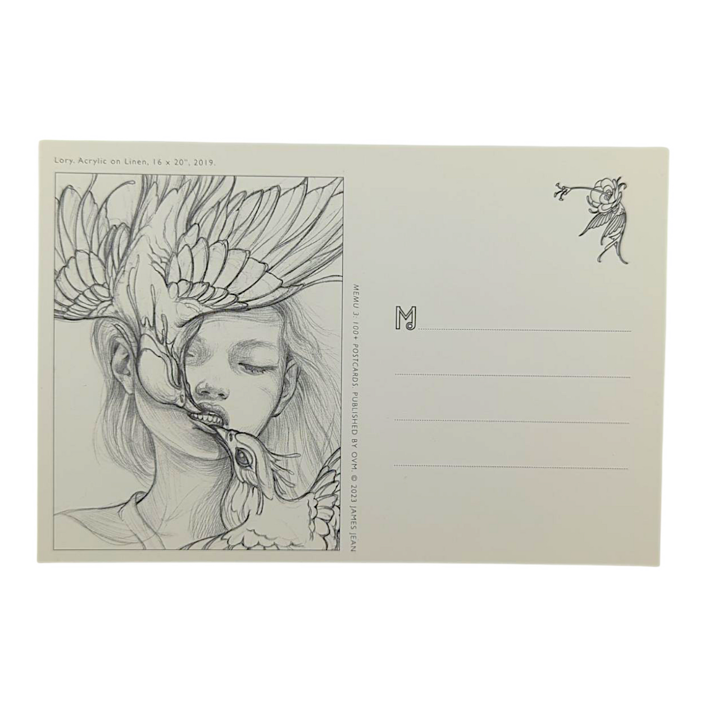 James Jean “Lory” Postcard

Offset lithograph on postcard
4 x 6 in
Features a reproduction of James Jean’s "Lory" (2019)