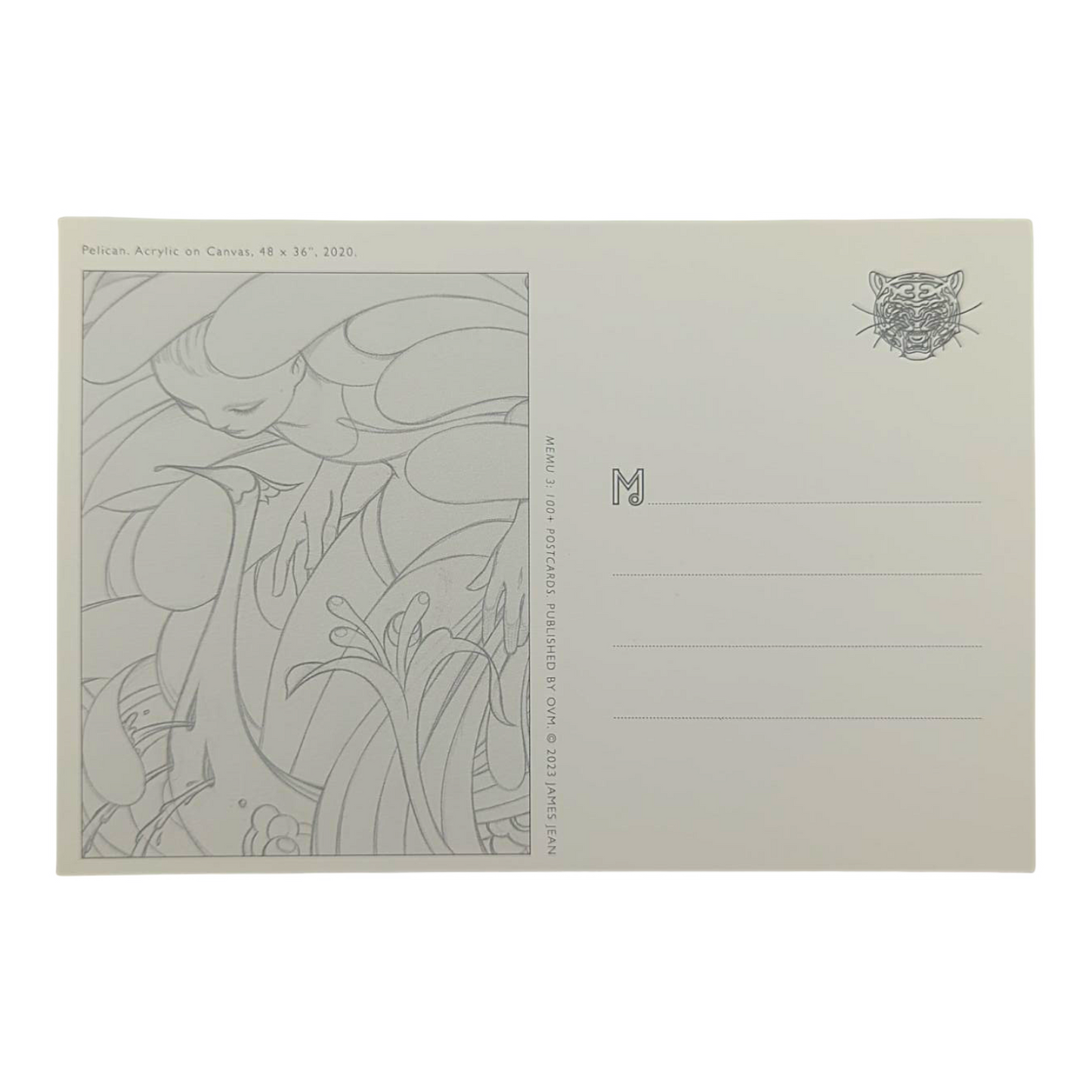 James Jean “Pelican” Postcard

Offset lithograph on postcard
4 x 6 in
Features a reproduction of James Jean’s "Pelican" (2020)