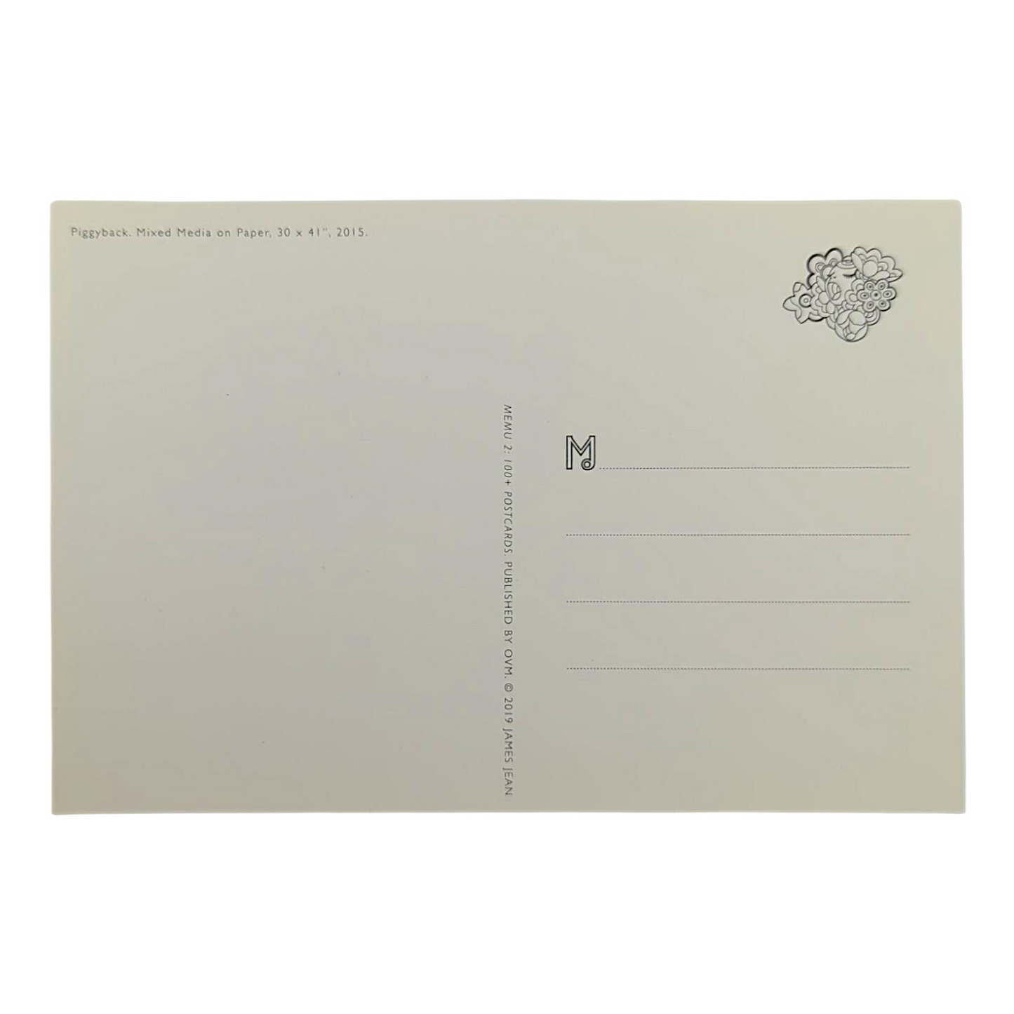 James Jean “Piggyback” Postcard

Offset lithograph on postcard
4 x 6 in
Features a reproduction of James Jean’s "Piggyback" (2015)