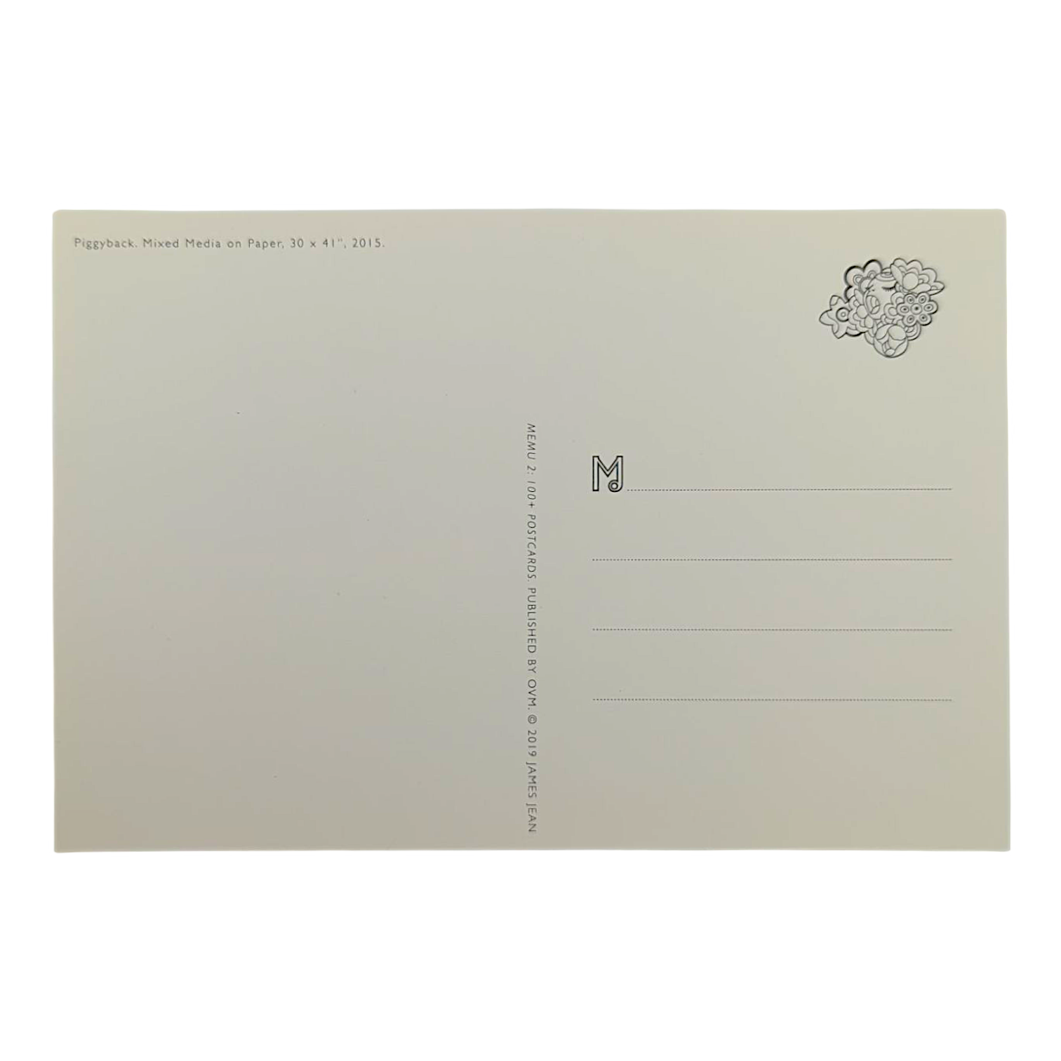 James Jean “Piggyback” Postcard

Offset lithograph on postcard
4 x 6 in
Features a reproduction of James Jean’s "Piggyback" (2015)