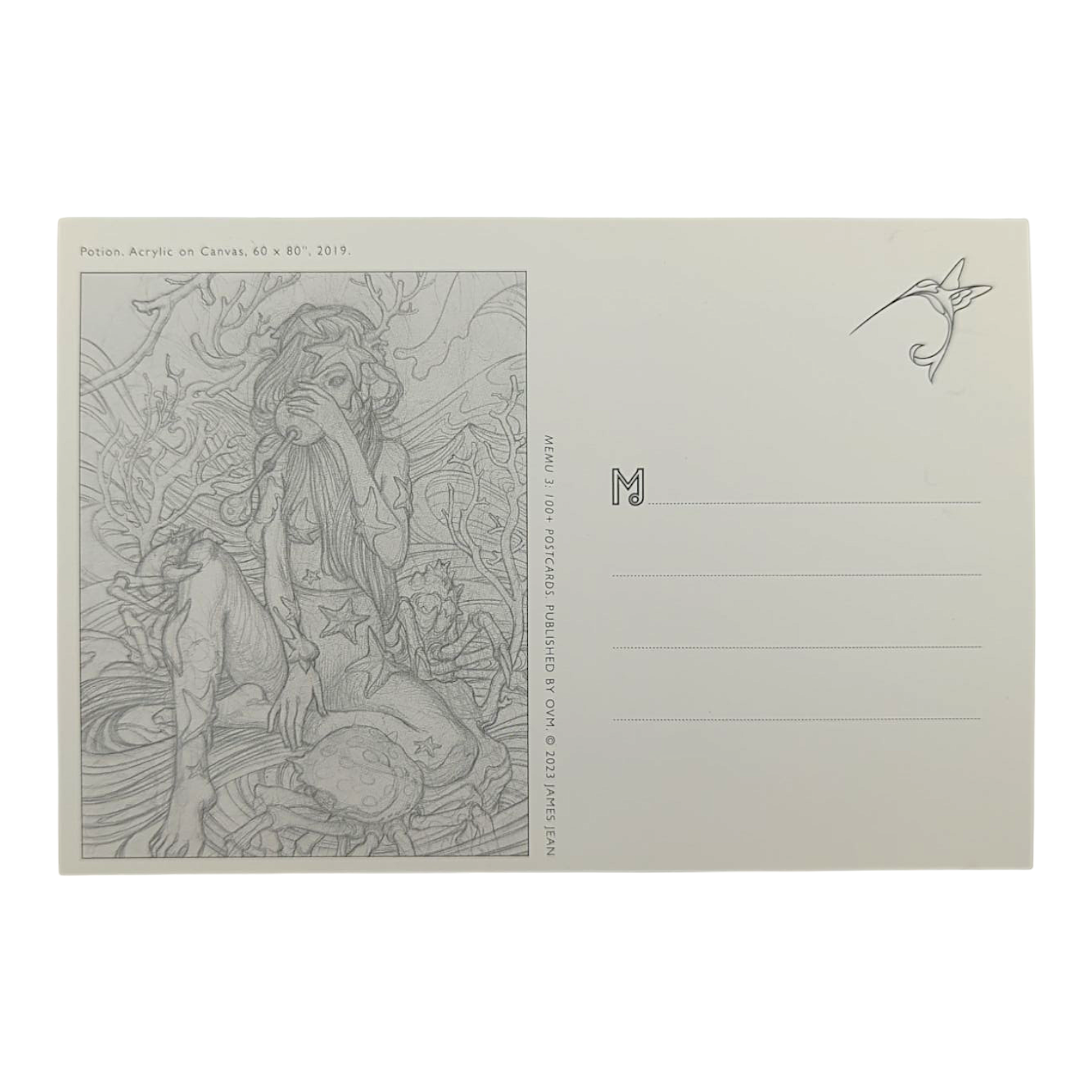 James Jean “Potion” Postcard

Offset lithograph on postcard
4 x 6 in
Features a reproduction of James Jean’s "Potion" (2019)