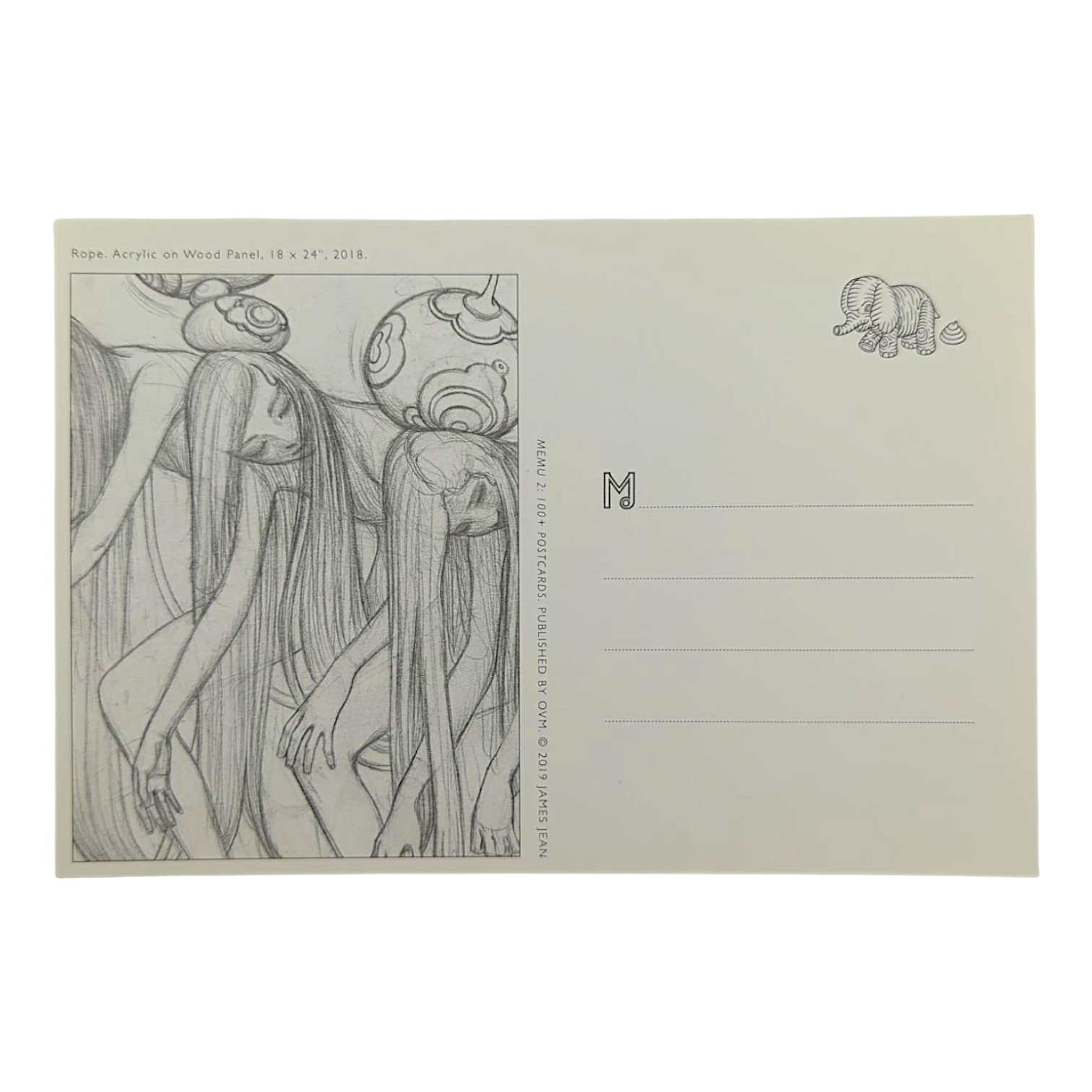 James Jean “Rope” Postcard

Offset lithograph on postcard
4 x 6 in
Features a reproduction of James Jean’s "Rope" (2018)