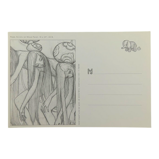 James Jean “Rope” Postcard

Offset lithograph on postcard
4 x 6 in
Features a reproduction of James Jean’s "Rope" (2018)