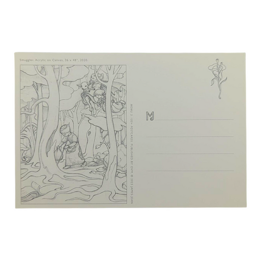 James Jean “Smuggler” Postcard

Offset lithograph on postcard
4 x 6 in
Features a reproduction of James Jean’s "Smuggler" (2020)