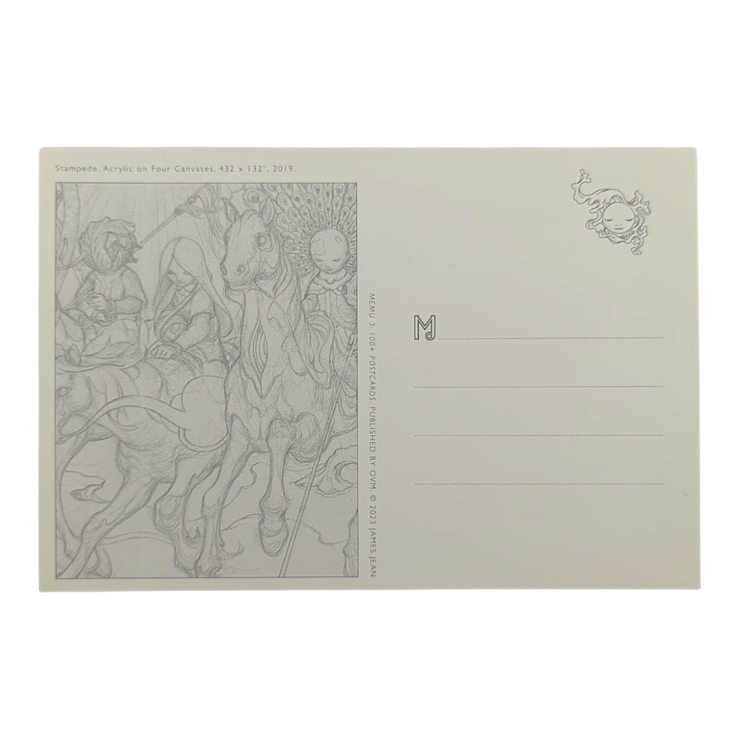 James Jean “Stampede” Postcard

Offset lithograph on postcard
4 x 6 in
Features a reproduction of James Jean’s "Stampede" (2019)