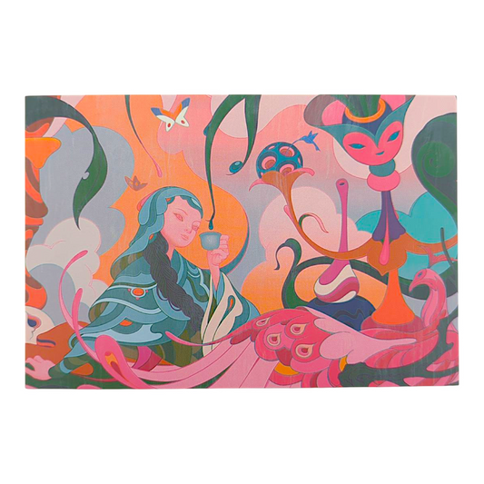 James Jean “Teatime II” Postcard

Offset lithograph on postcard
4 x 6 in
Features a reproduction of James Jean’s "Teatime II" (2022)