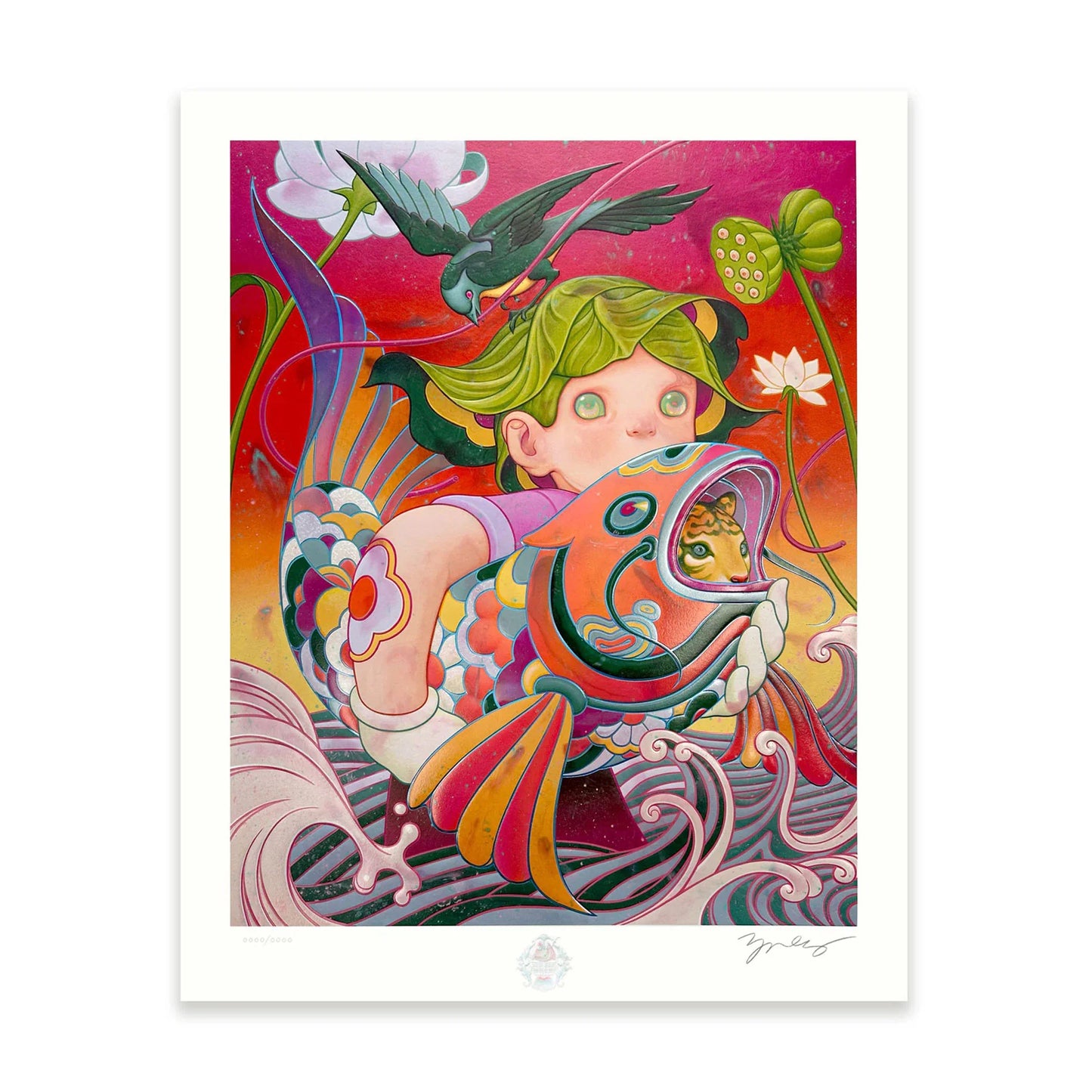 James Jean
The Catch, 2025
Archival Print on Cotton Rag Paper
Print: 22 x 17-9/16 in | Image: 19 x 15-3/16 in
Edition of 694

Hand Signed + Numbered by the artist