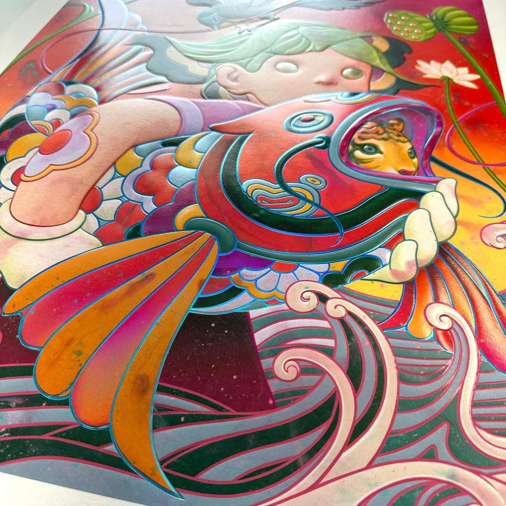 James Jean
The Catch, 2025
Archival Print on Cotton Rag Paper
Print: 22 x 17-9/16 in | Image: 19 x 15-3/16 in
Edition of 694

Hand Signed + Numbered by the artist