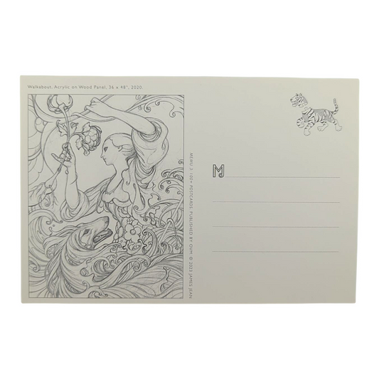 James Jean “Walkabout” Postcard

Offset lithograph on postcard
4 x 6 in
Features a reproduction of James Jean’s "Walkabout" (2020)