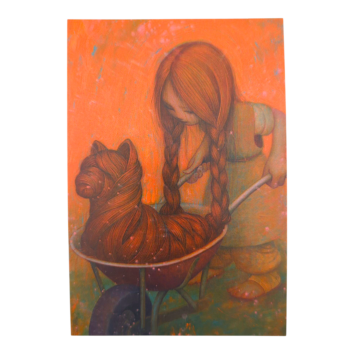 James Jean "Wheelbarrow" Postcard 

Offset lithograph on postcard 
4 x 6 in 
Features a reproduction of James Jean’s "Wheelbarrow" (2022) 