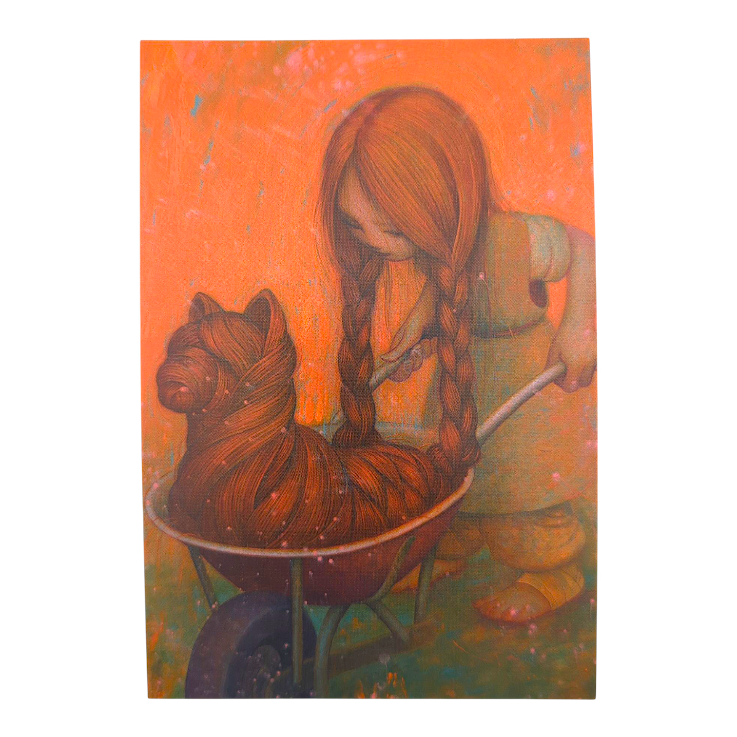 James Jean "Wheelbarrow" Postcard 

Offset lithograph on postcard 
4 x 6 in 
Features a reproduction of James Jean’s "Wheelbarrow" (2022) 