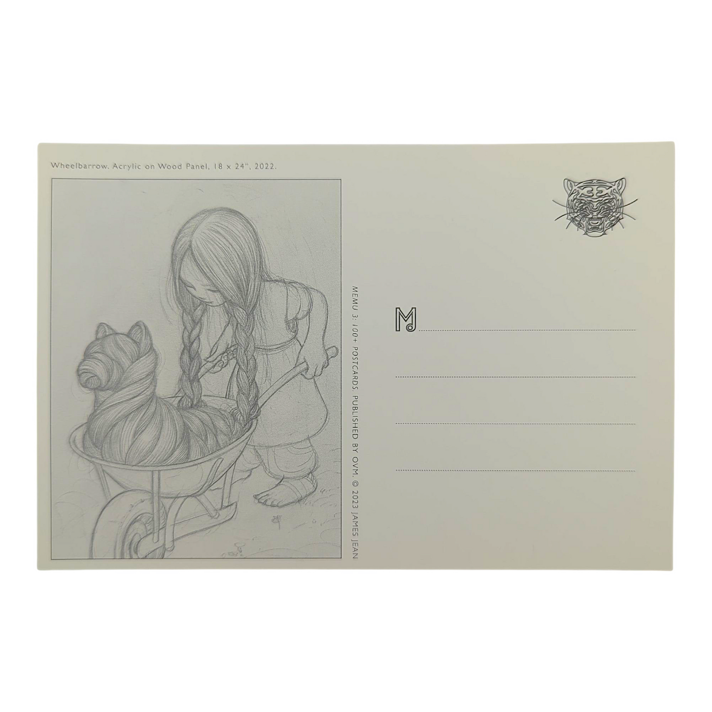 James Jean "Wheelbarrow" Postcard 

Offset lithograph on postcard 
4 x 6 in 
Features a reproduction of James Jean’s "Wheelbarrow" (2022) 