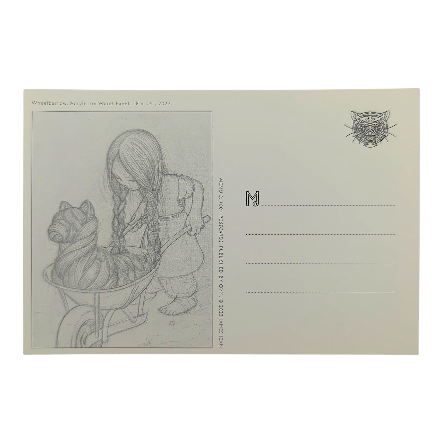 James Jean "Wheelbarrow" Postcard 

Offset lithograph on postcard 
4 x 6 in 
Features a reproduction of James Jean’s "Wheelbarrow" (2022) 