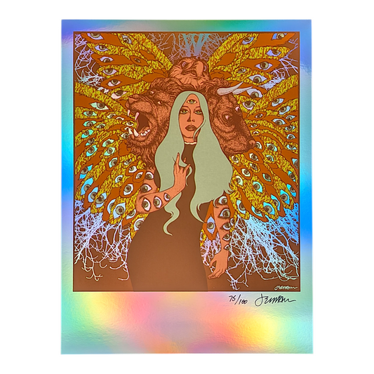 Jermaine Rogers 
Living Creature (Rainbow Foil), 2025
Screen print
9 x 12 in
Edition of 100

Hand signed + numbered by the artist