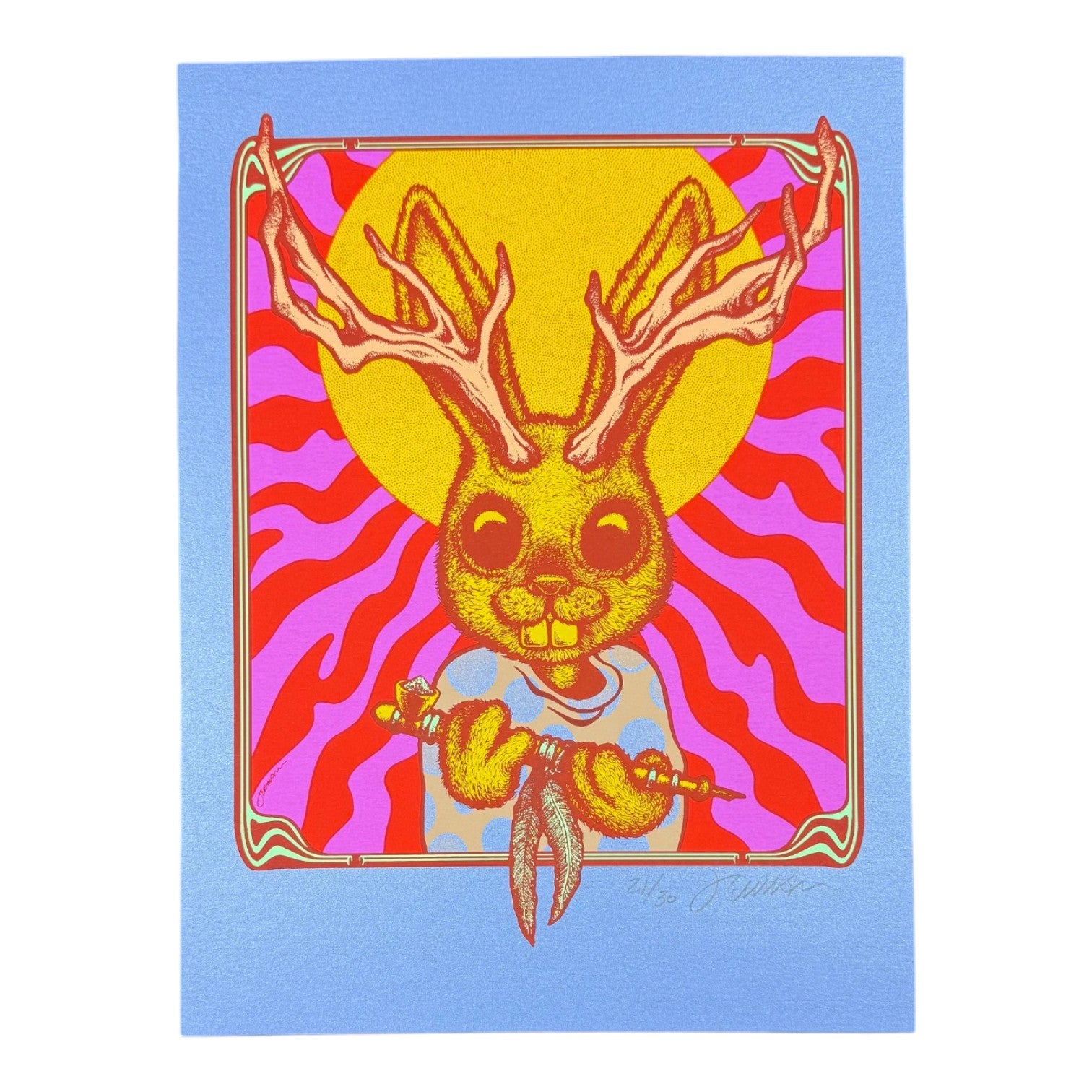 Jermaine Rogers
Shaman (Stardream Blue), 2026
Screen print on stardream blue with semi-metalic finish
9 x 12 in
Edition of 30

Hand signed + numbered by the artist