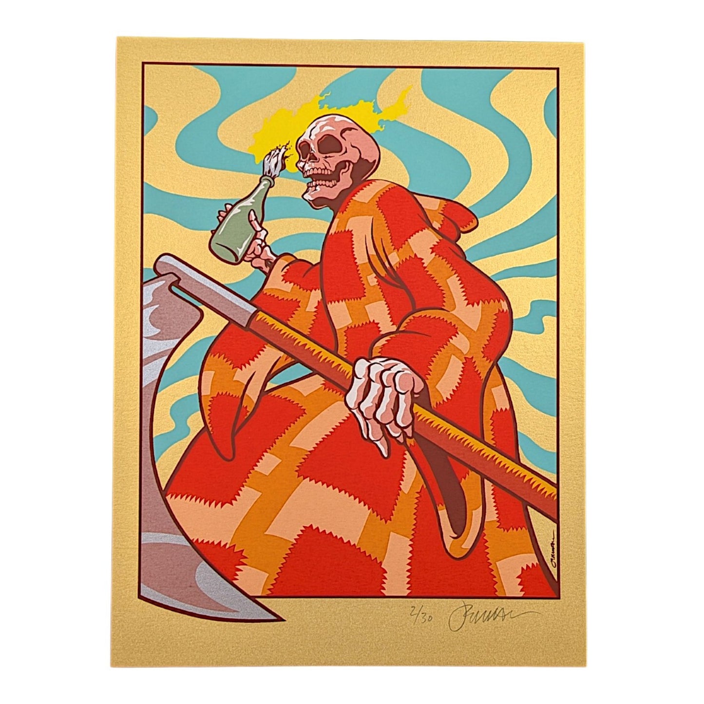 Jermaine Rogers Tired (of other solutions) (Stardream Gold), 2026 Screenprint on Stardream Gold stock with a semi-metallic finish. 9 x 12 in Edition of 30 Hand signed + numbered by the artist