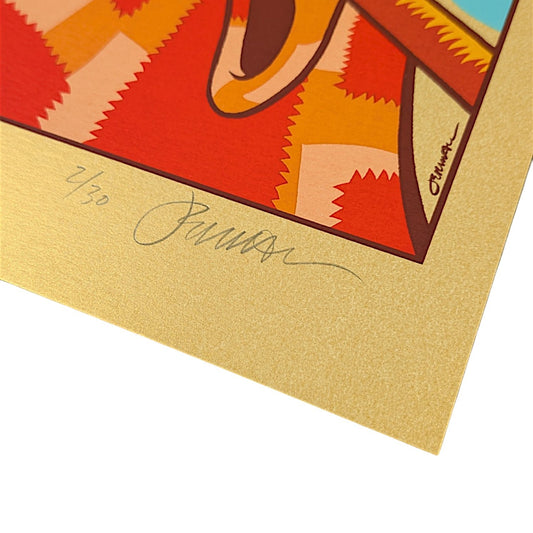 Jermaine Rogers Tired (of other solutions) (Stardream Gold), 2026 Screenprint on Stardream Gold stock with a semi-metallic finish. 9 x 12 in Edition of 30 Hand signed + numbered by the artist