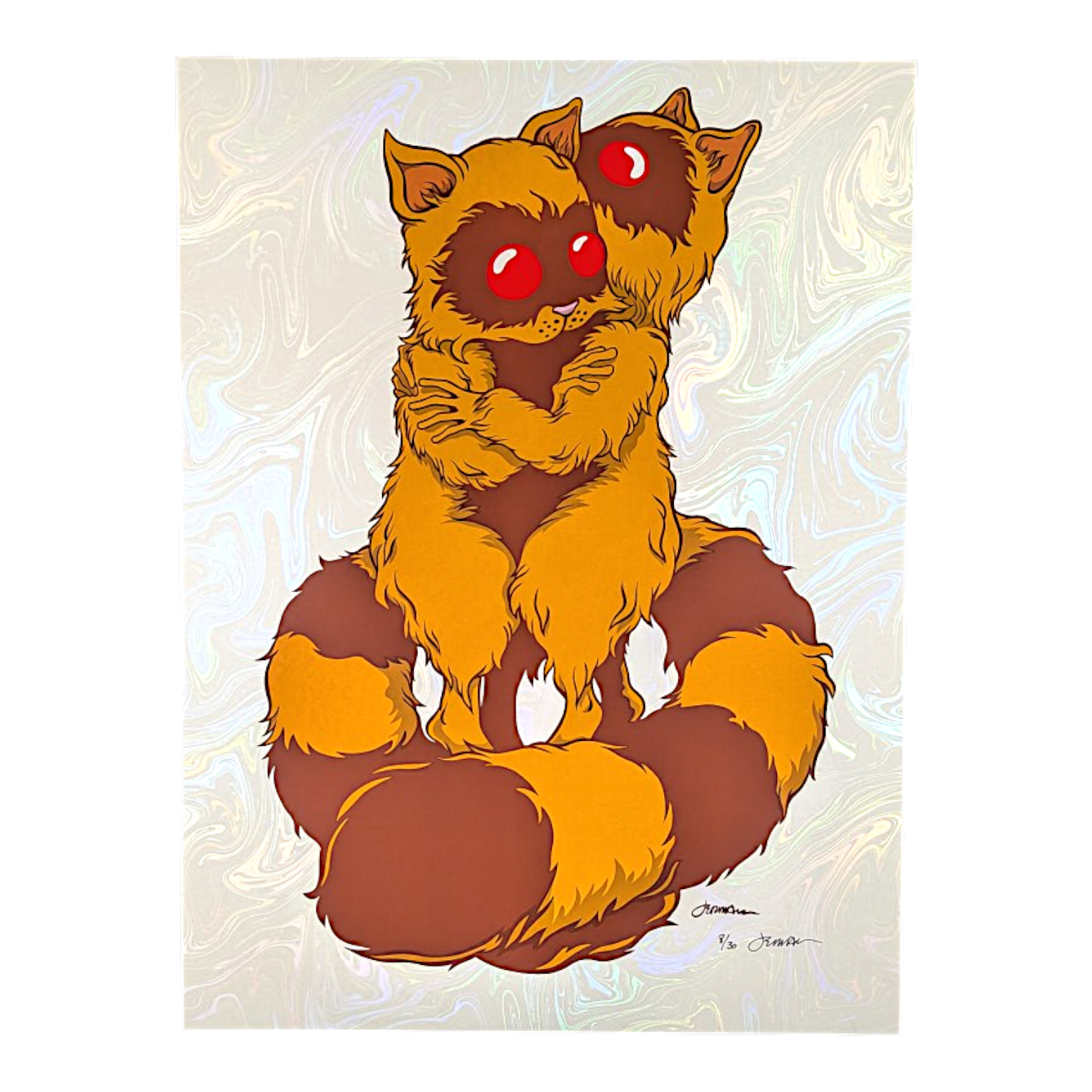 Jermaine Rogers 
We Carry Each Other 'Hiding Places' (White Lava Foil), 2026 
Screenprint on holographic white lava stock paper 
18 x 24 in 
Edition of 30 

Hand signed + numbered by the artist 