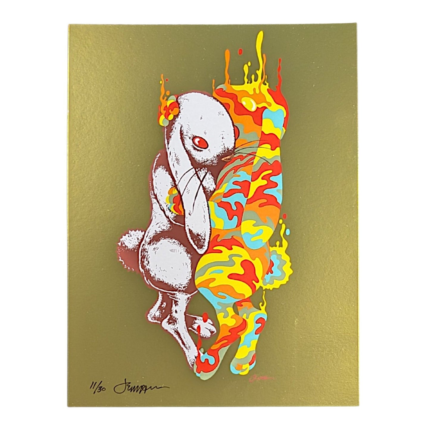 Jermaine Rogers We Carry Each Other...Until (Gold Foil) , 2026 Screenprint on Gold Foil stock 9 x 12 in Edition of 30 Hand signed + numbered by the artist