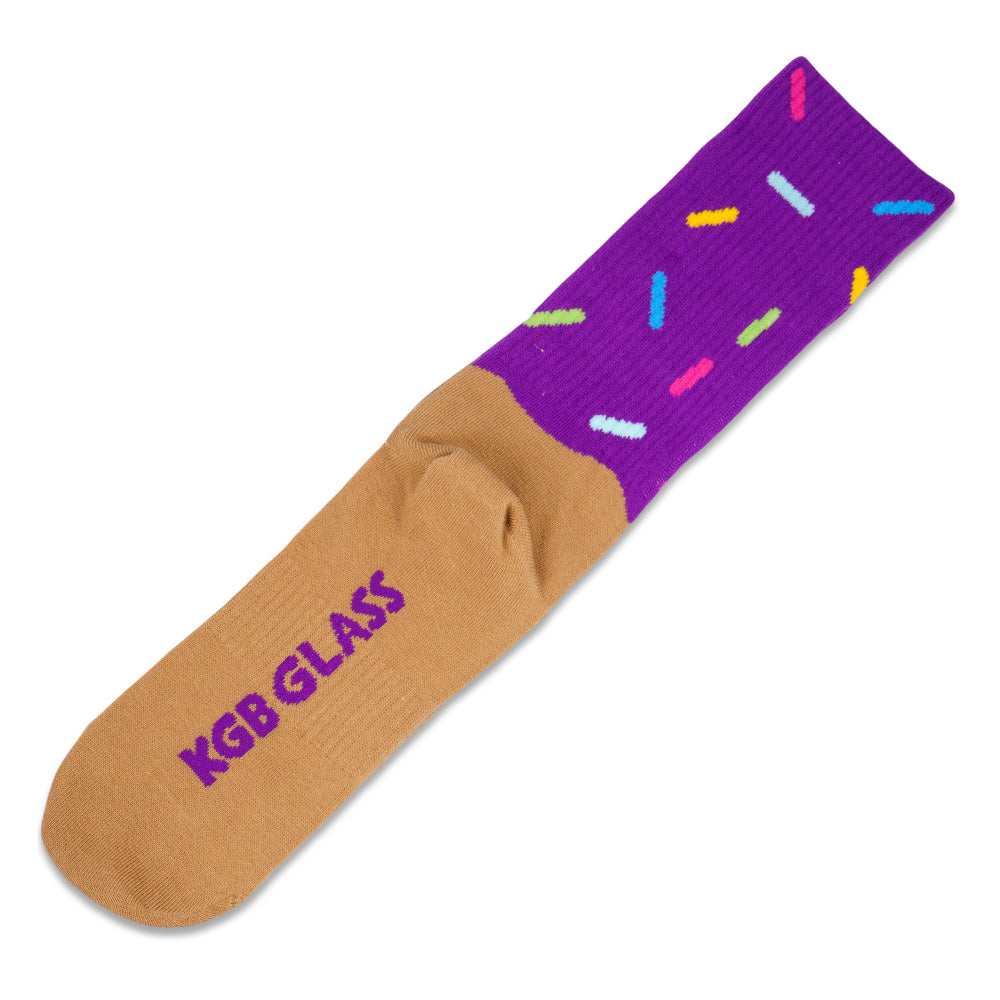 KGB Glass x Glassroots Purple Sprinkle Donut Socks
- Combed Cotton
- Limited Edition of 300