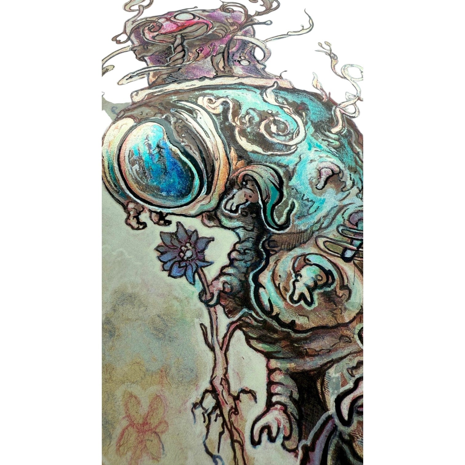 Kuhmali
Lila’s First Date While She Was Nervous At First, But Began to Become a Bit More Confident After Spotting a Beautiful Little Flower, 2026
Holographic foil
11 x 14 in
Edition of 25